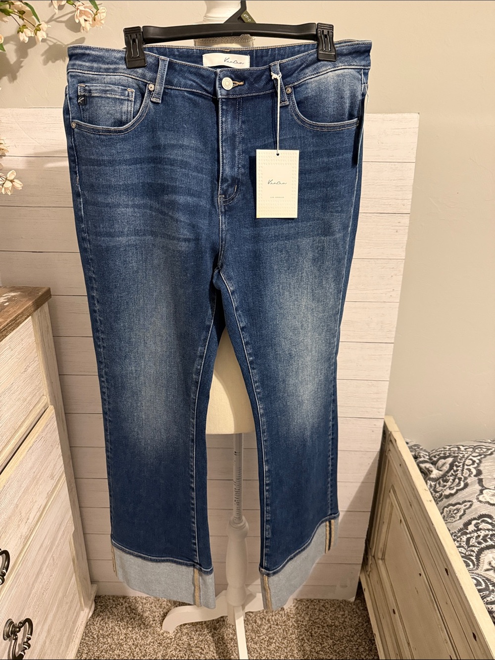 KanCan Dark Blue Cuffed Cropped Jeans